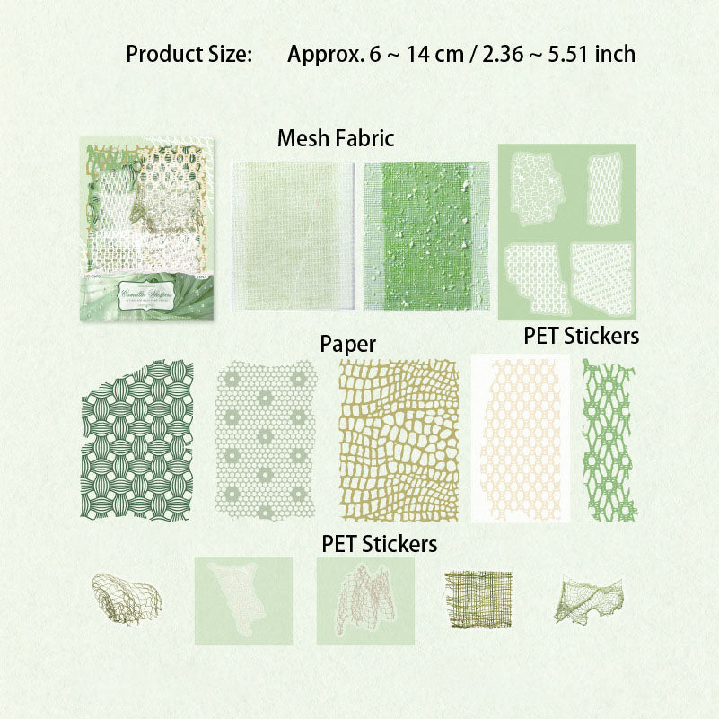 23 Pcs Textured Journal Paper and Fabric Mesh WSXL
