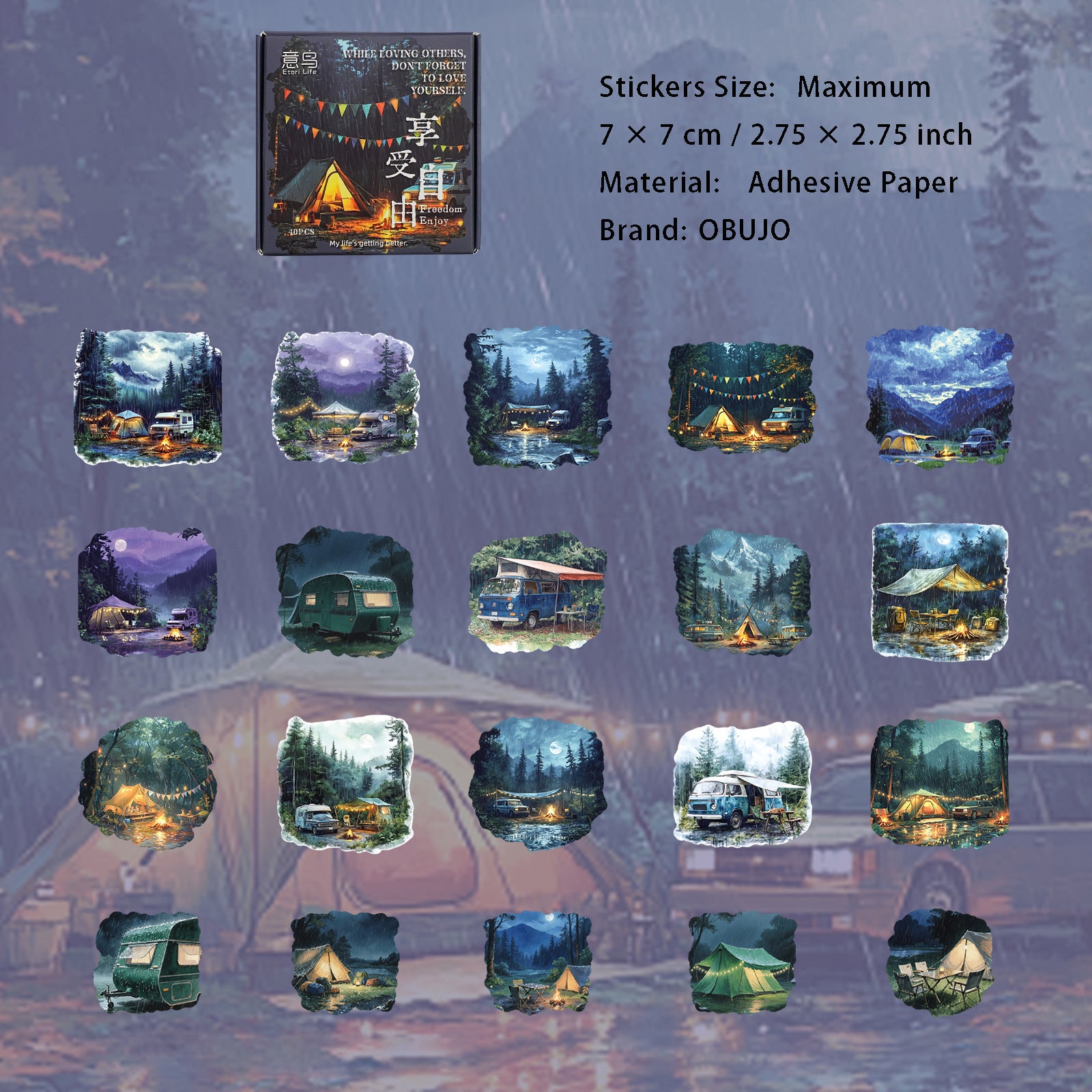 40 Pcs Rainny Themed Stickers YAXL