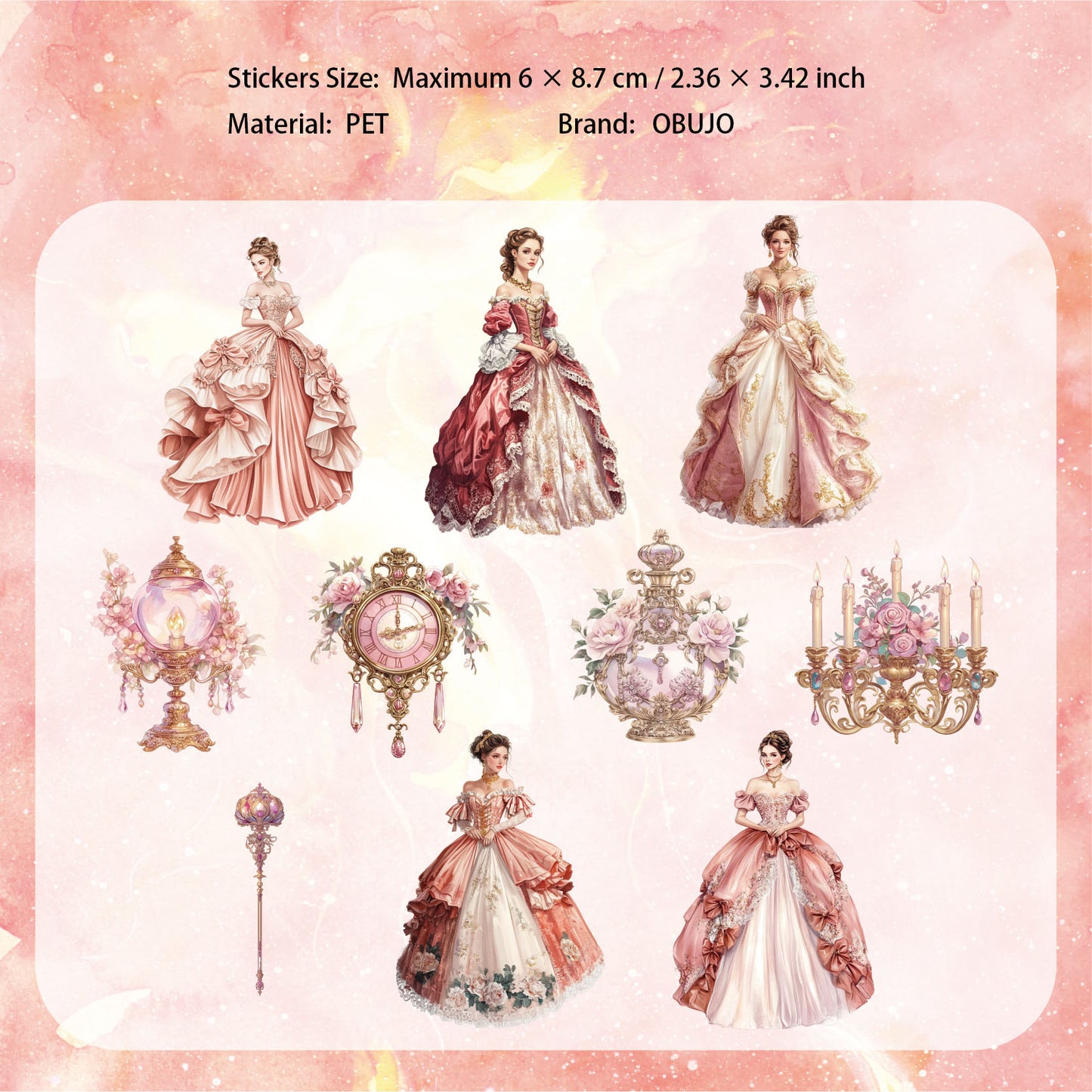 20 Pcs Vintage Lady PET Stickers QMCX