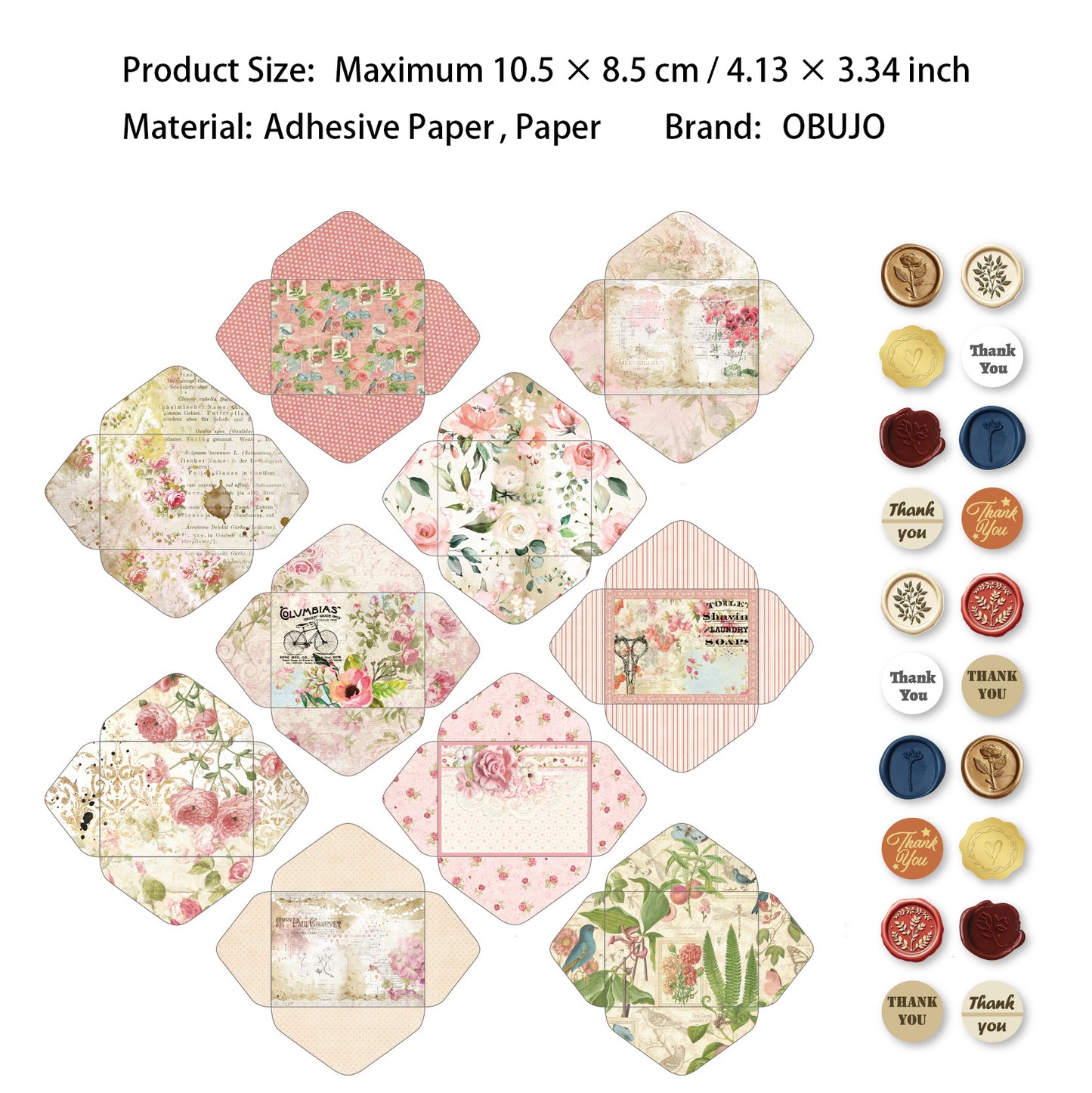 40 Pcs Floral Envelope and Wax Seal Stickers XFZY