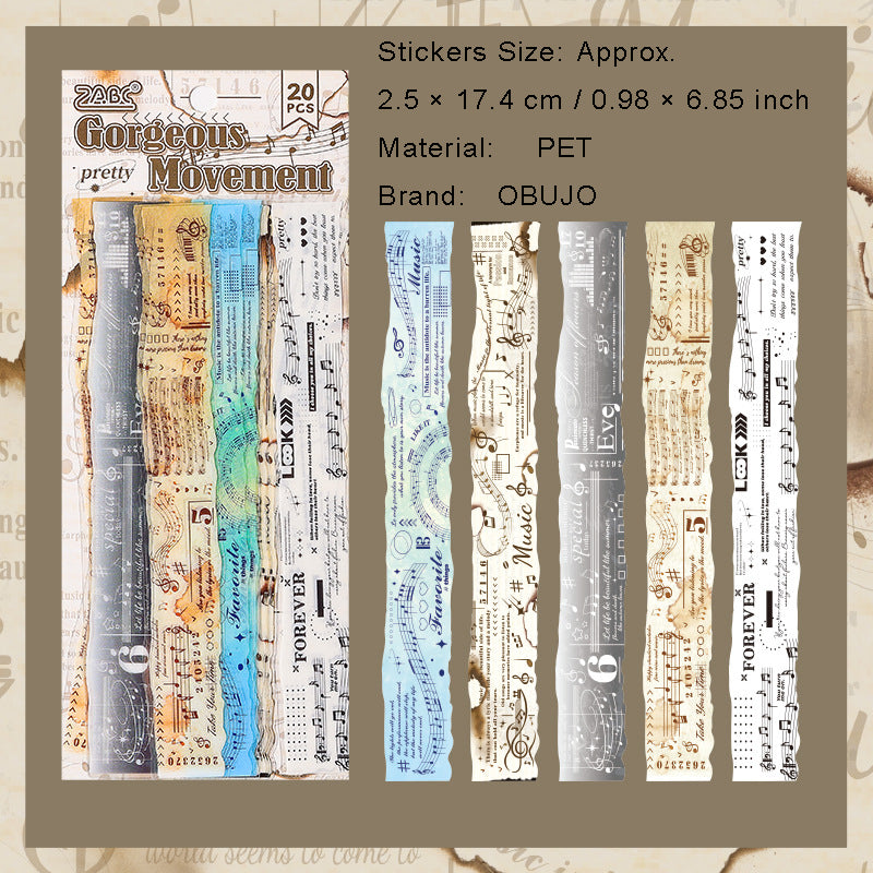 20 Pcs Vintage Journal Stickers JYSN