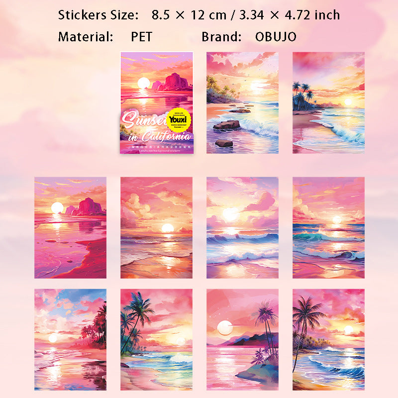 10 Pcs Sunset PET Stickers KZDRL