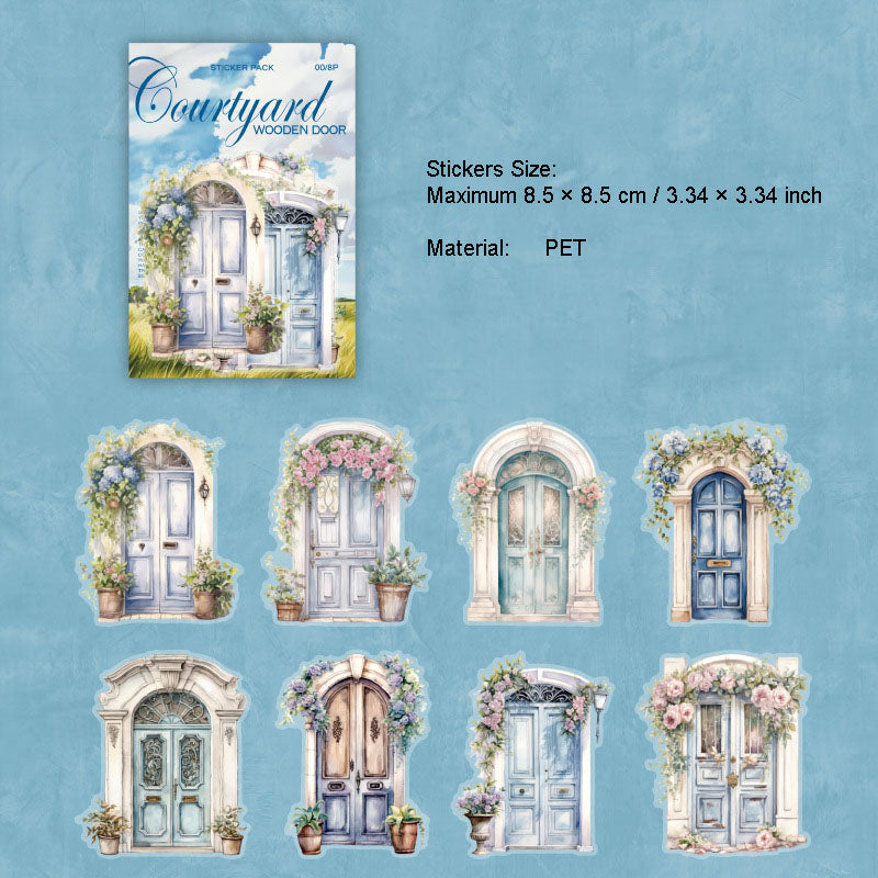 8 Pcs Wooden Door PET Stickers TYMM