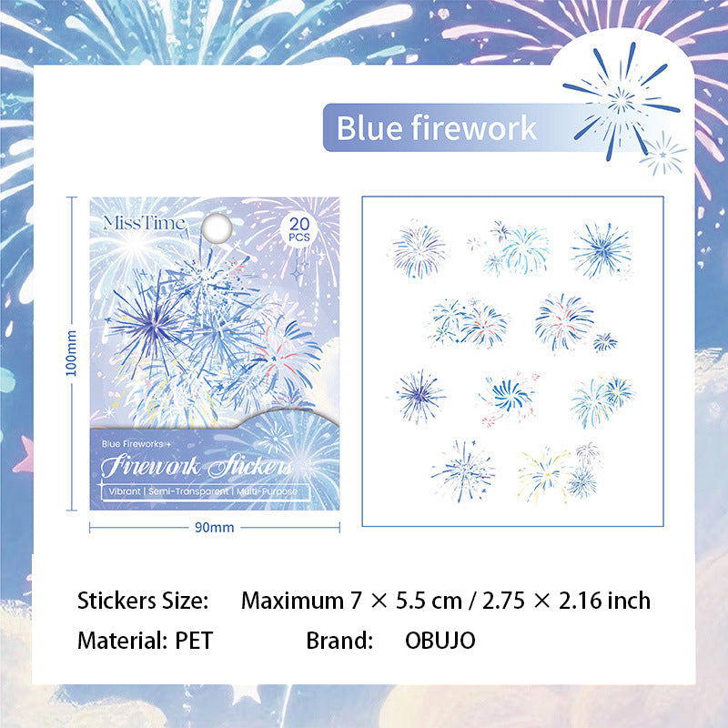 20 Pcs Fireworks PET Stickers YHSS