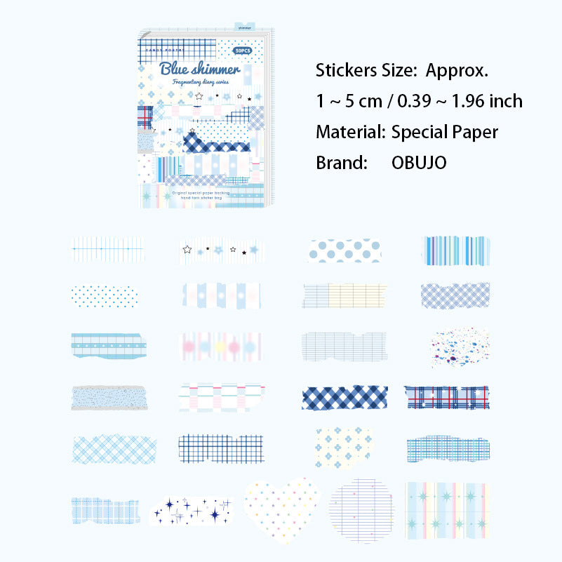 50 Pcs Gird Strip Themed Journal Stickers LSRJ