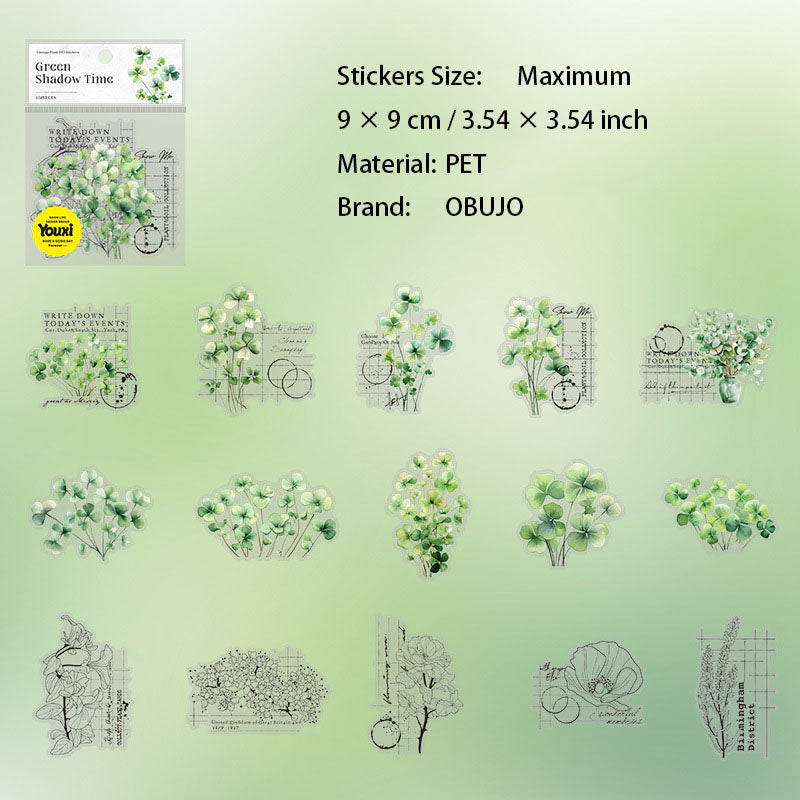 15 Pcs Plant Leaf PET Stickers LYSG