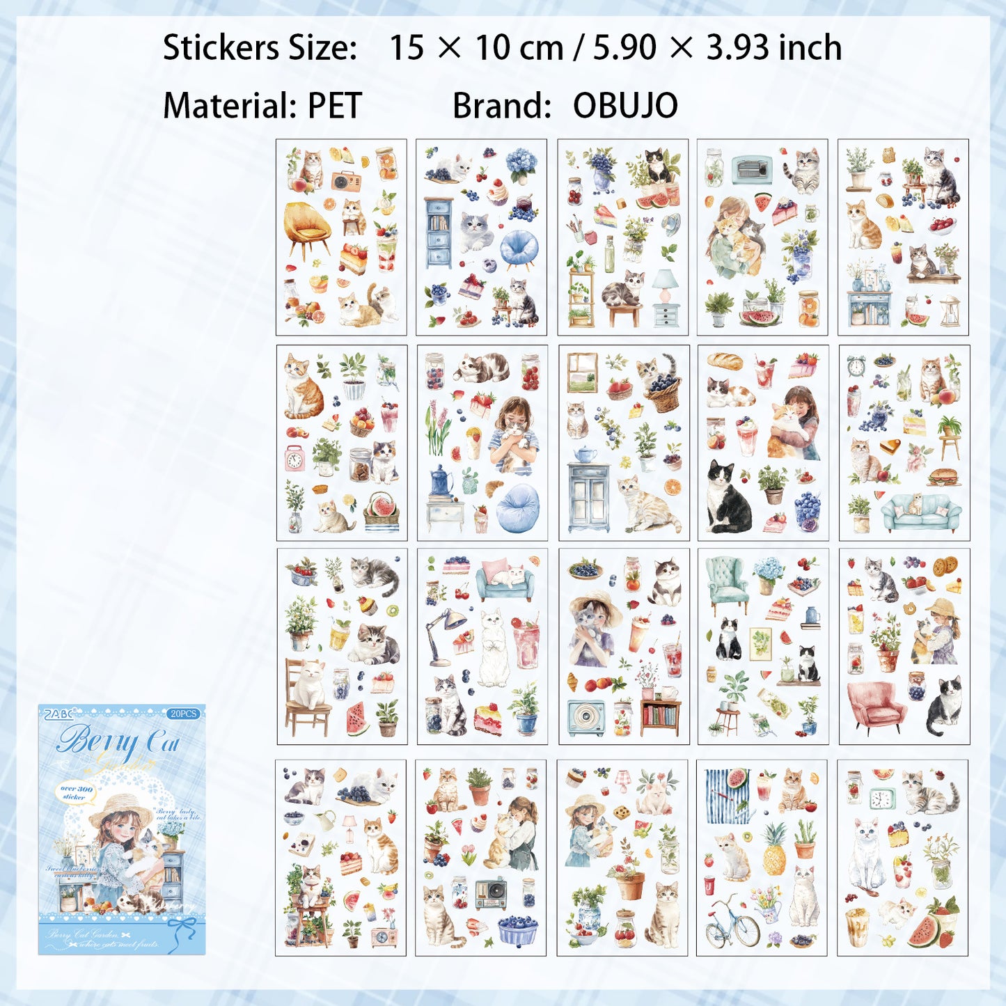 20 Sheets Lifestyle PET Stickers Book BFMC