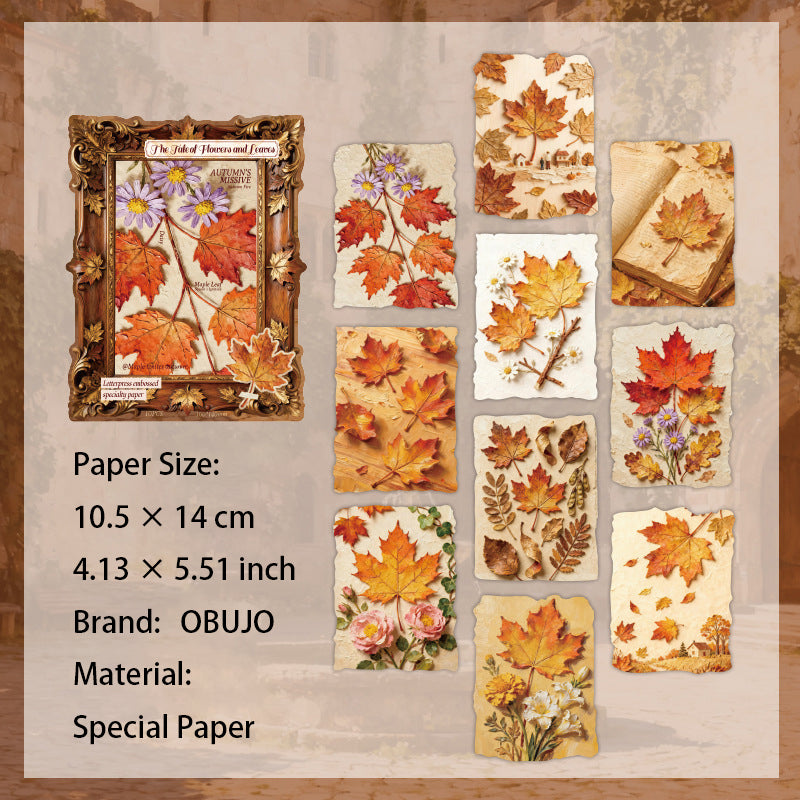 10 Pcs Vintage Botanical Embossed Paper THXY