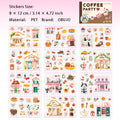 12 Sheets Coffee Dessert Planner Stickers Book KFXPD