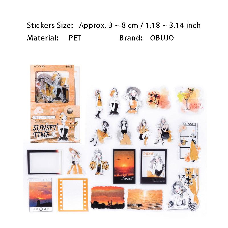 40 Pcs Romance Girl PET Stickers XHLM