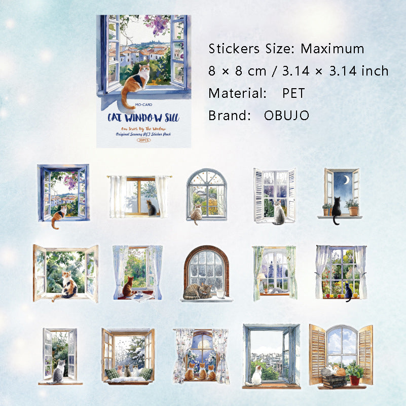 30 Pcs Windows Landscape PET Stickers CBDWM
