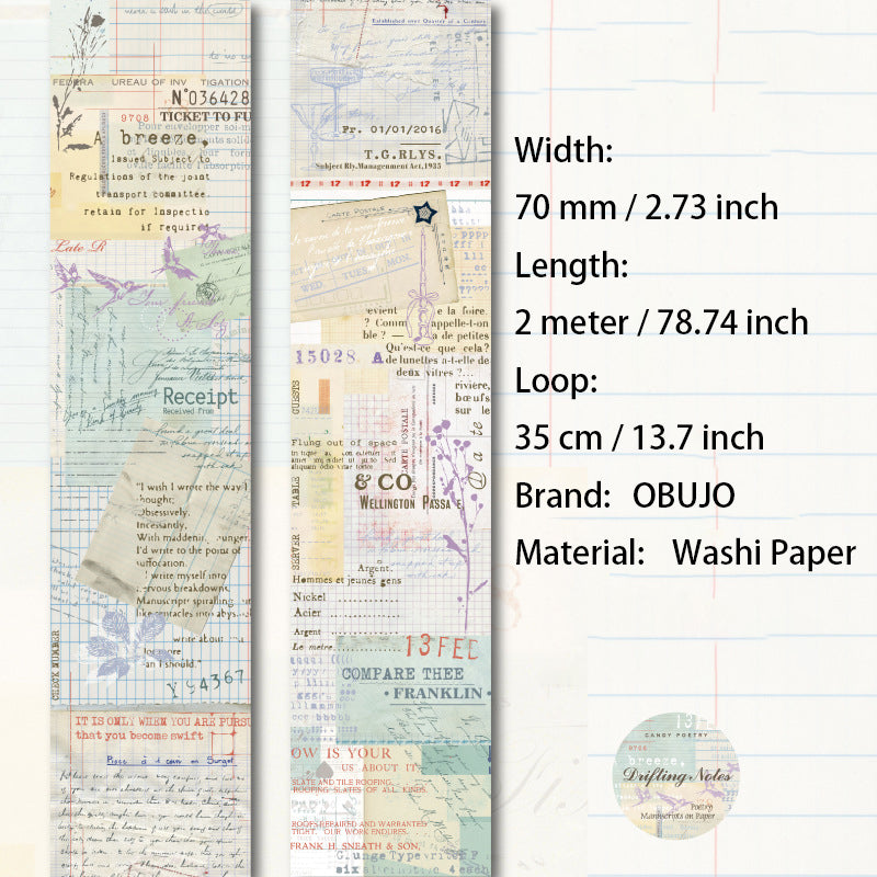 1 Roll Vintage Psalm Manuscript Washi Tape ZJSG