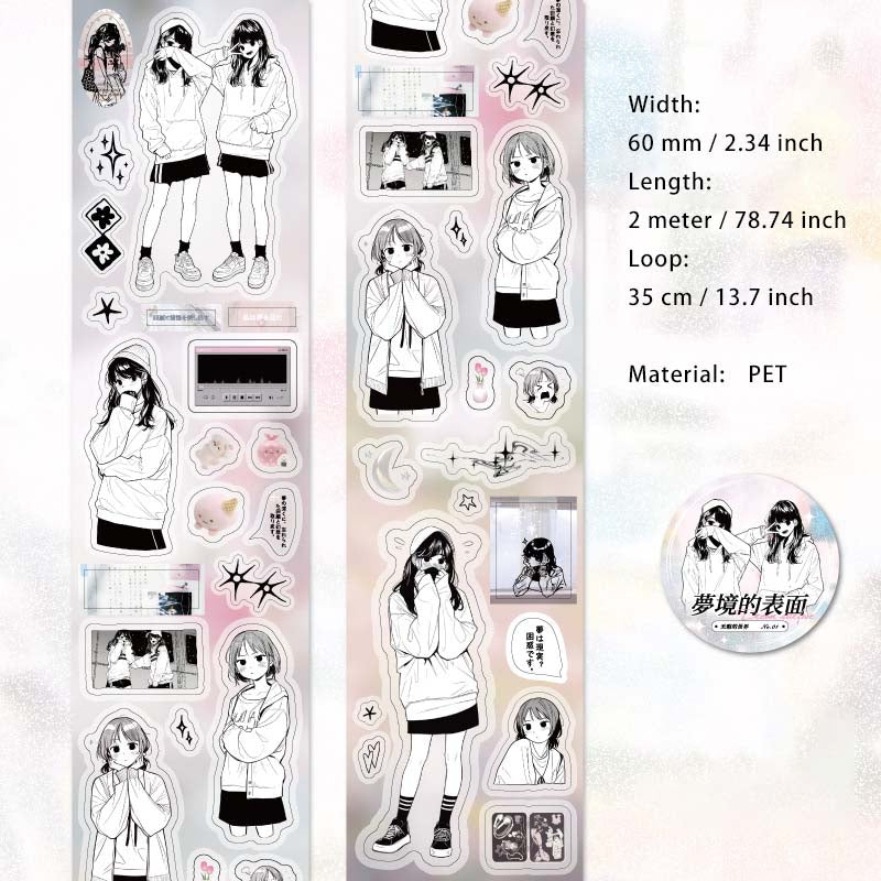 1 Roll Comic Girl PET Stickers Tape WXDSJ
