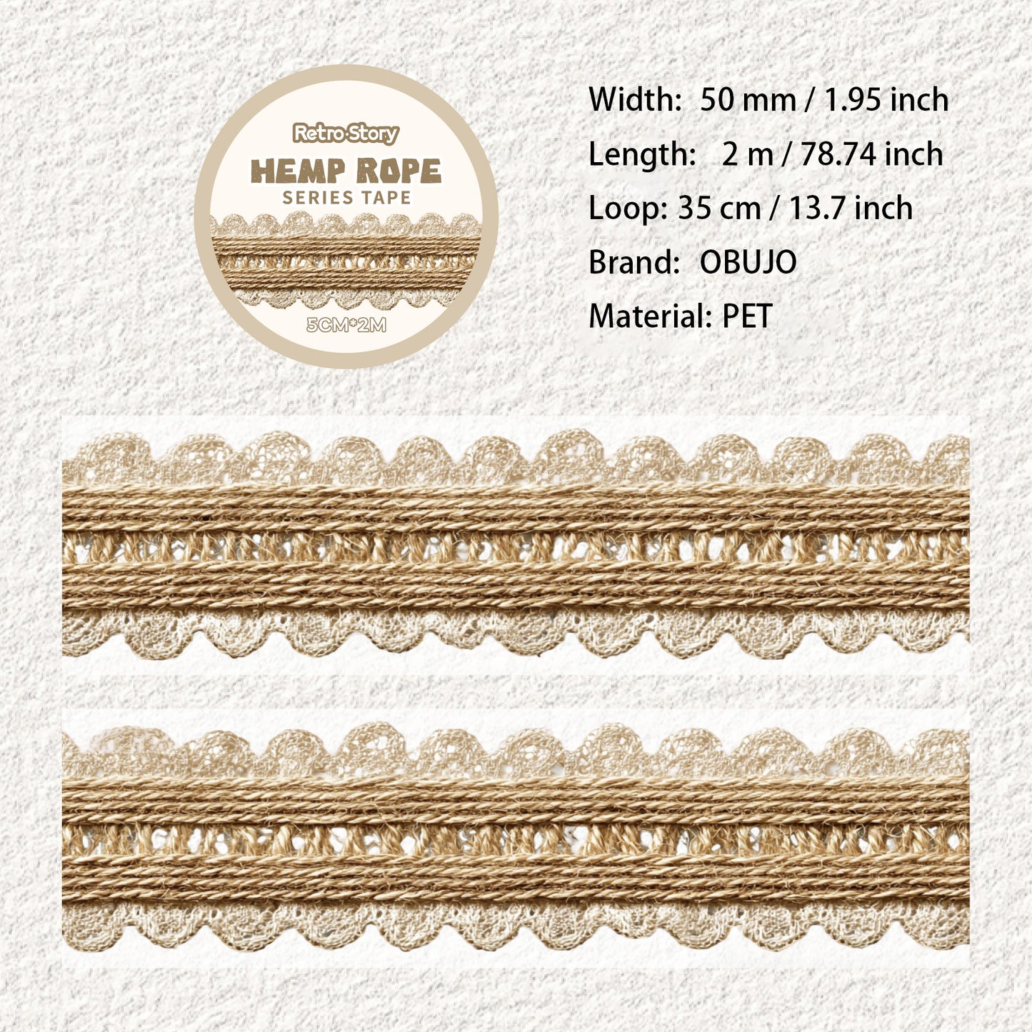 1 Roll Hemp Rope Themed PET Tape MSXL