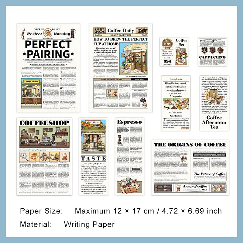 20 Pcs Newspaper Theme Scrapbook Paper JRJW