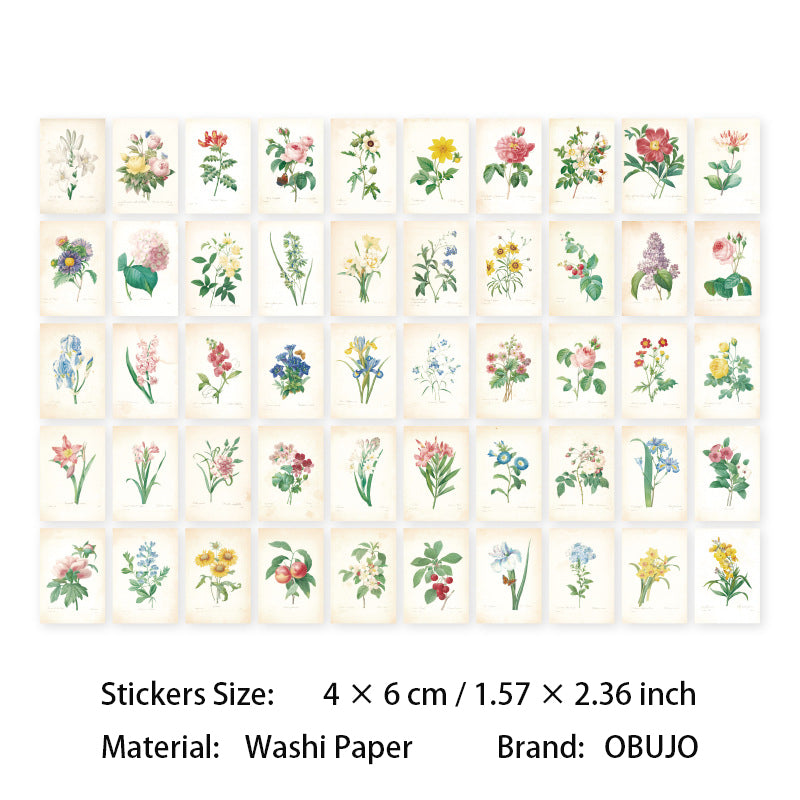 50 Sheets Vintage Junk Journal Stikcers Book FXLM