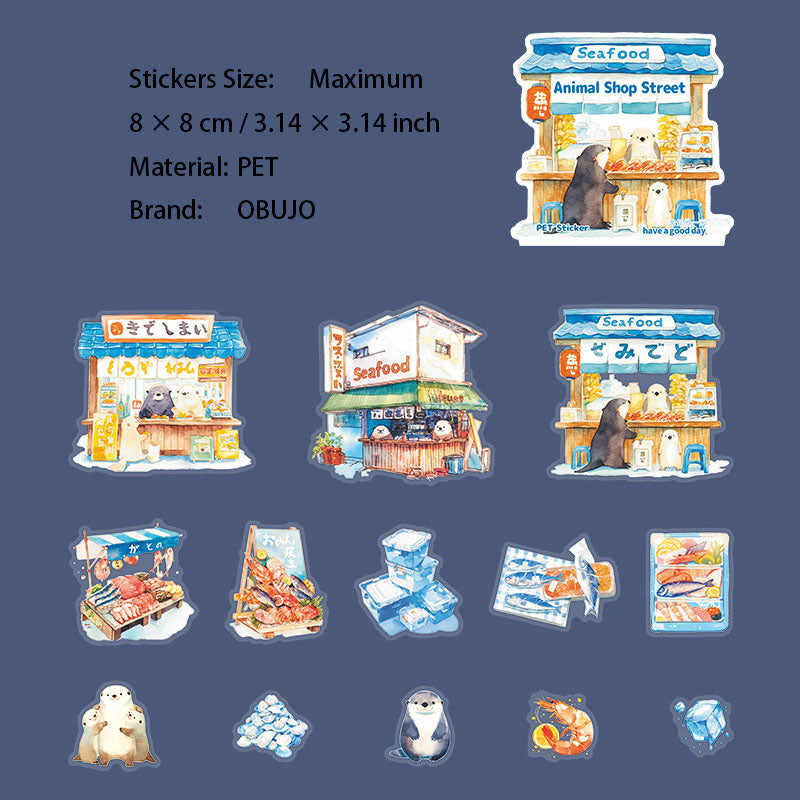 13 Pcs Animal Shop Store PET Stickers DWSD