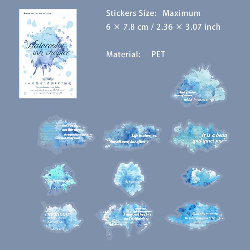 20 Pcs Watercolor Quotes PET Stickers SCMZ