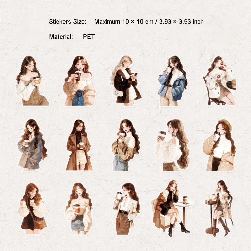 30 Pcs Coffee Themed PET Stickers MBKFW