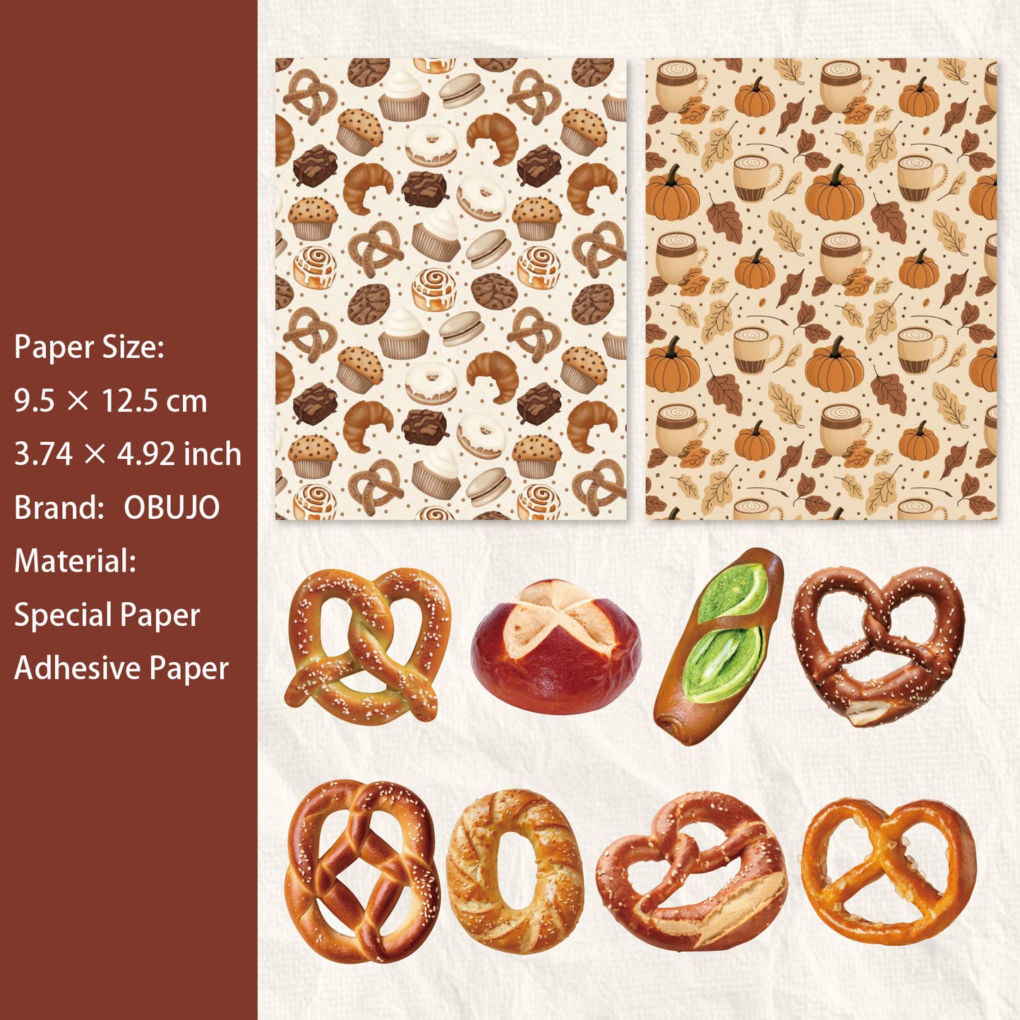 14 Pcs Baking Themed Journal Paper and Stickers MBWX