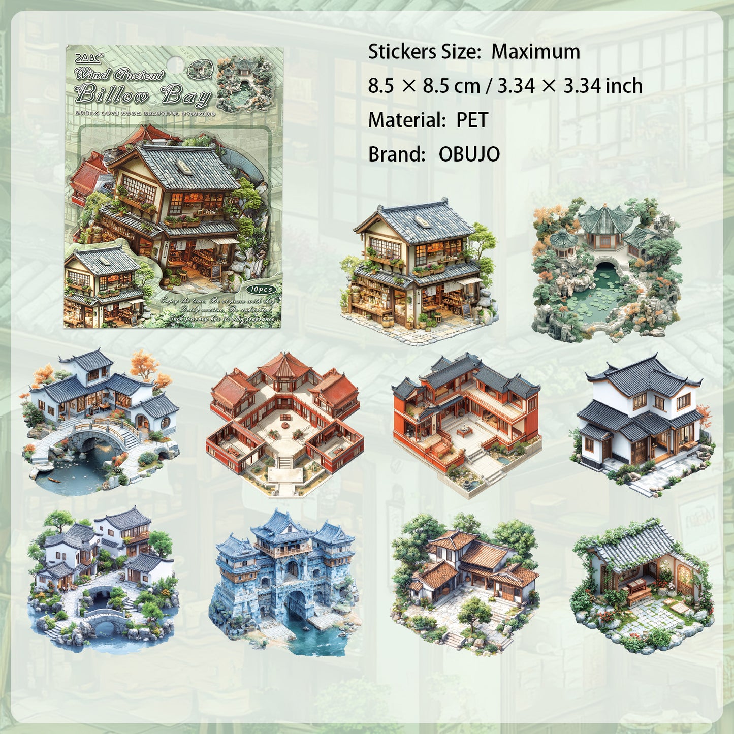 10 Pcs Fantasy House Stickers MZQF