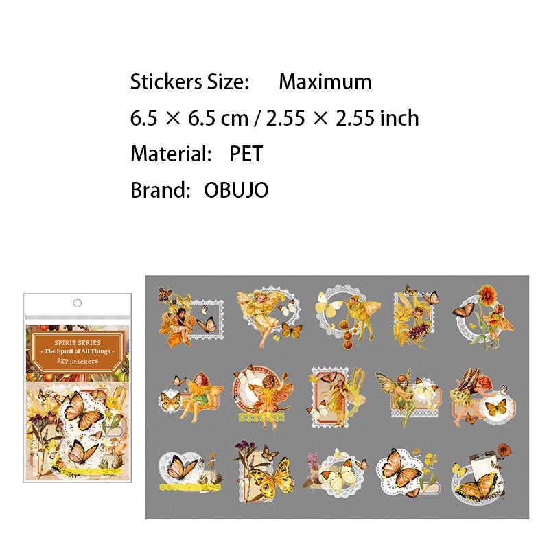 30 Pcs Plants Fairy Gold Foil PET Stickers WWZL