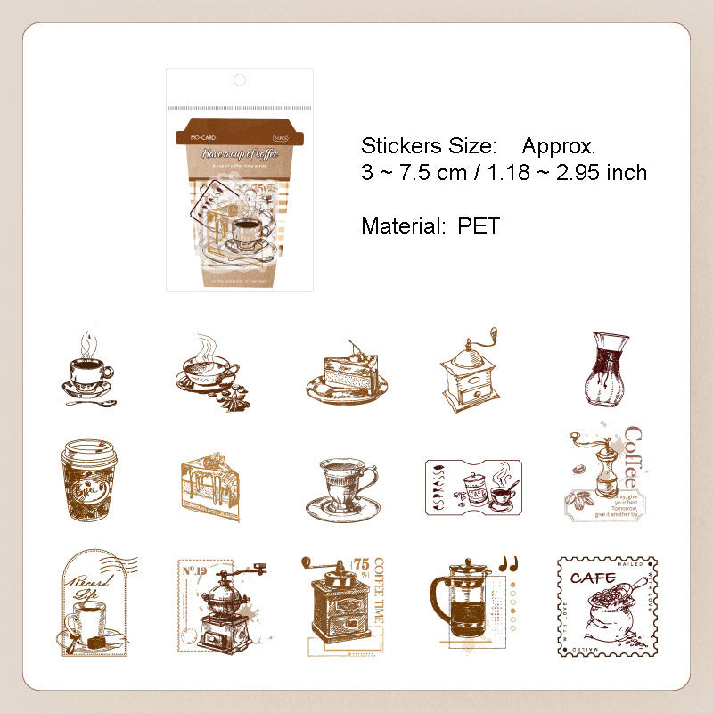 30 Pcs Coffee Theme PET Stickers YBKFSJ