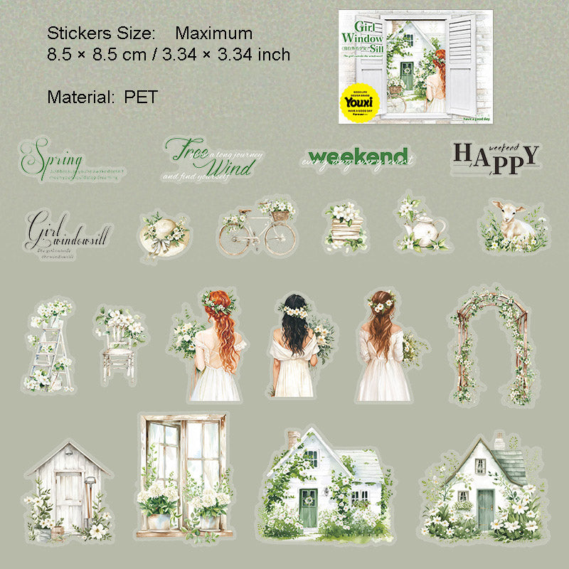 20 Pcs Windows Girl PET Stickers CTWSN
