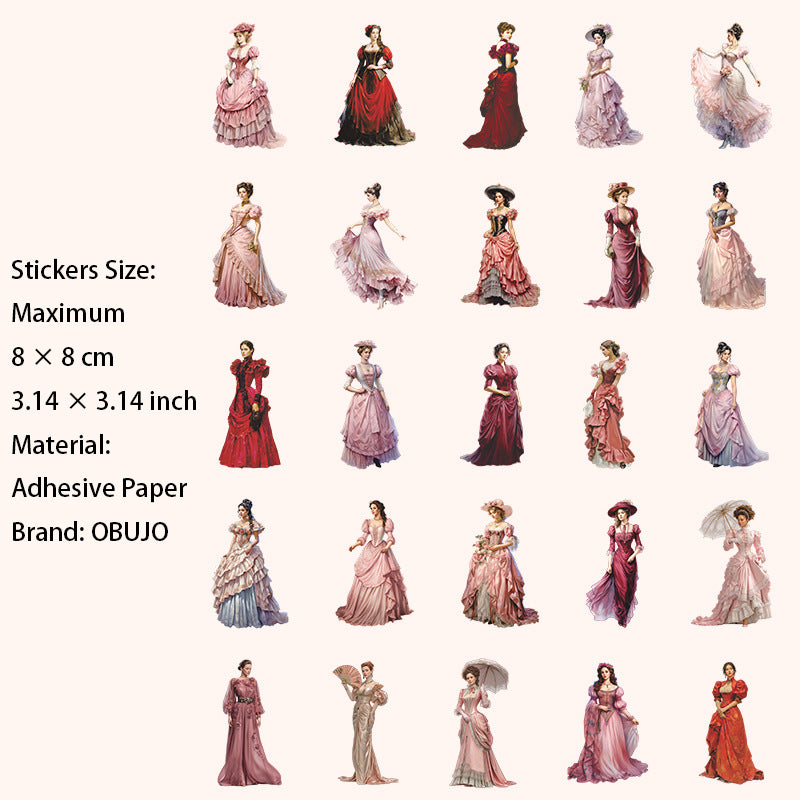 15 Pcs Vintage Party Lady Stickers NJYC