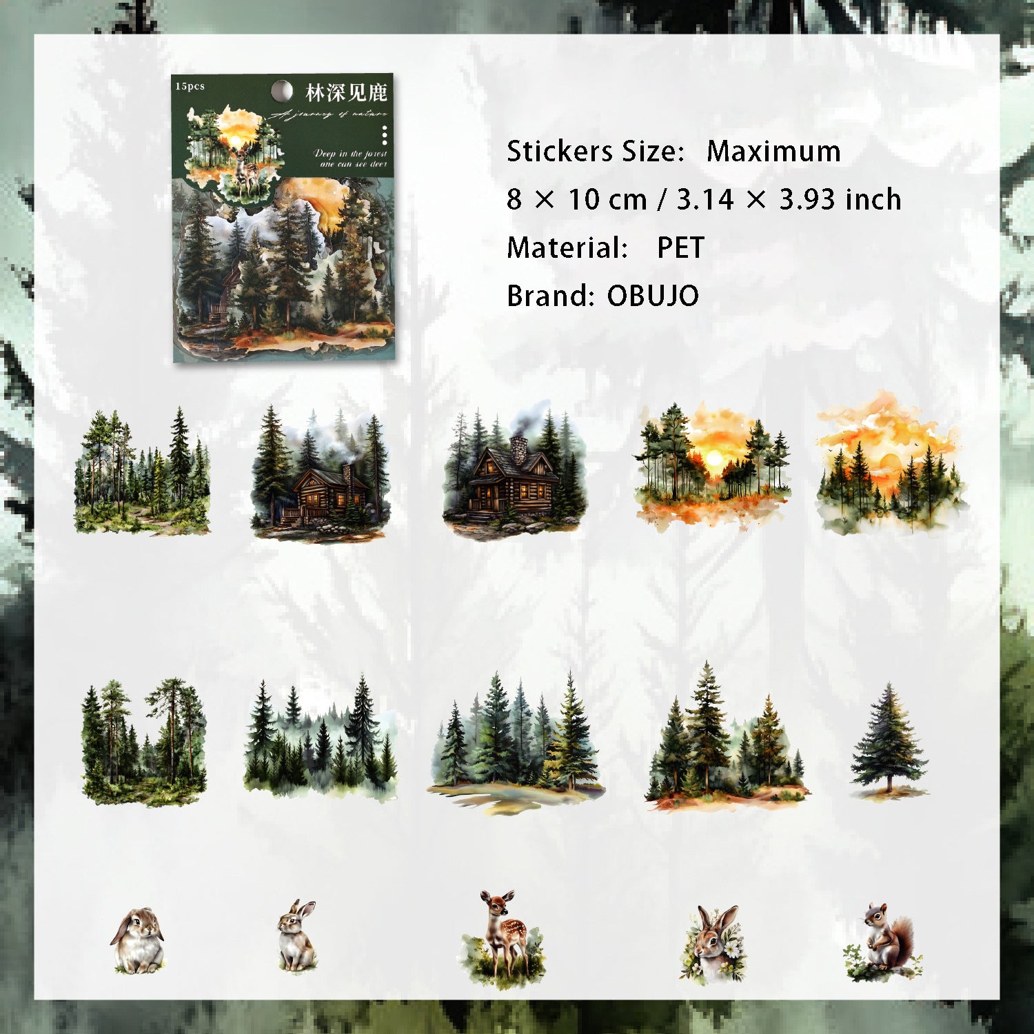 15 Pcs Natural Landscape PET Stickers ZRZL