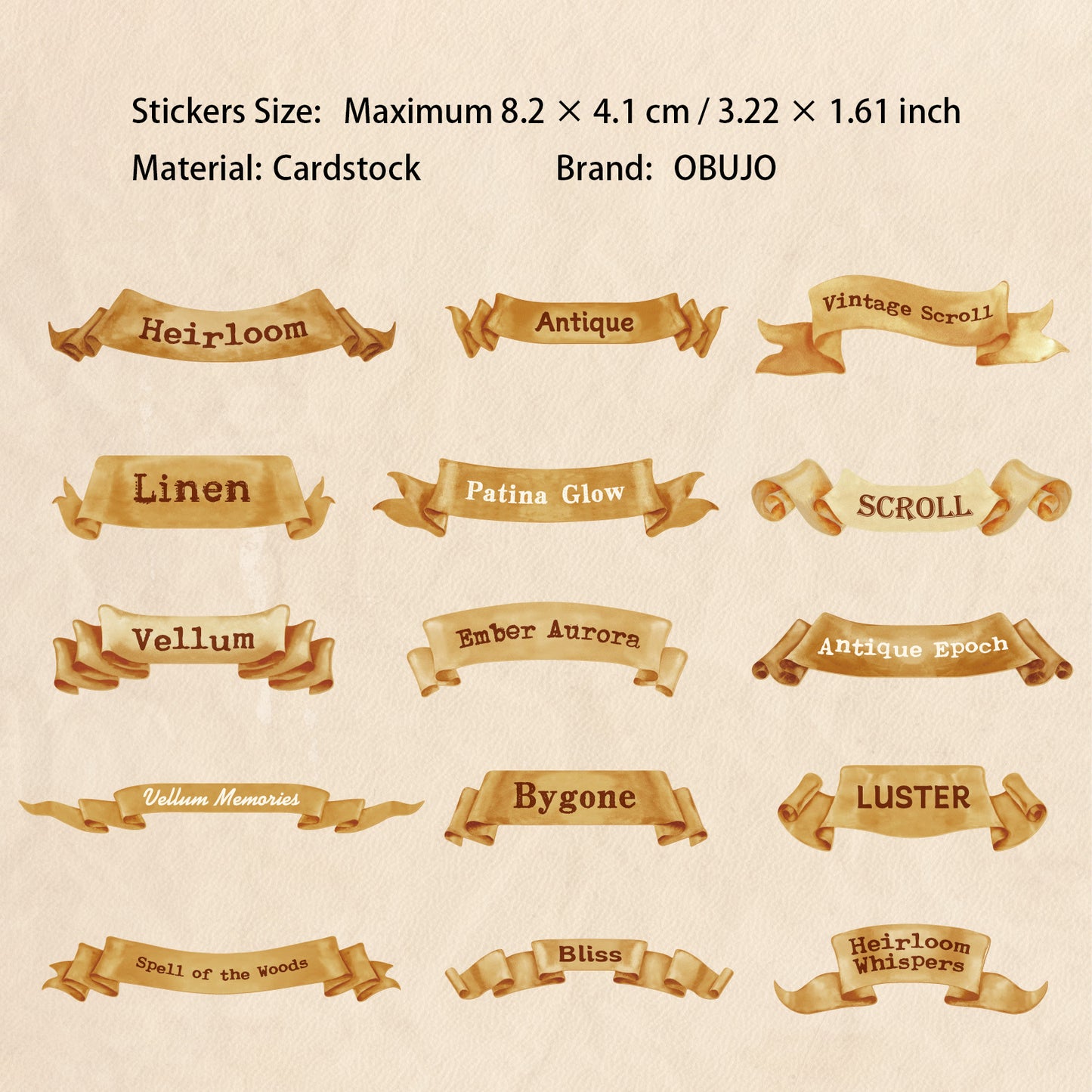 1 Roll Vintage Words Cardstock Stickers XXXL