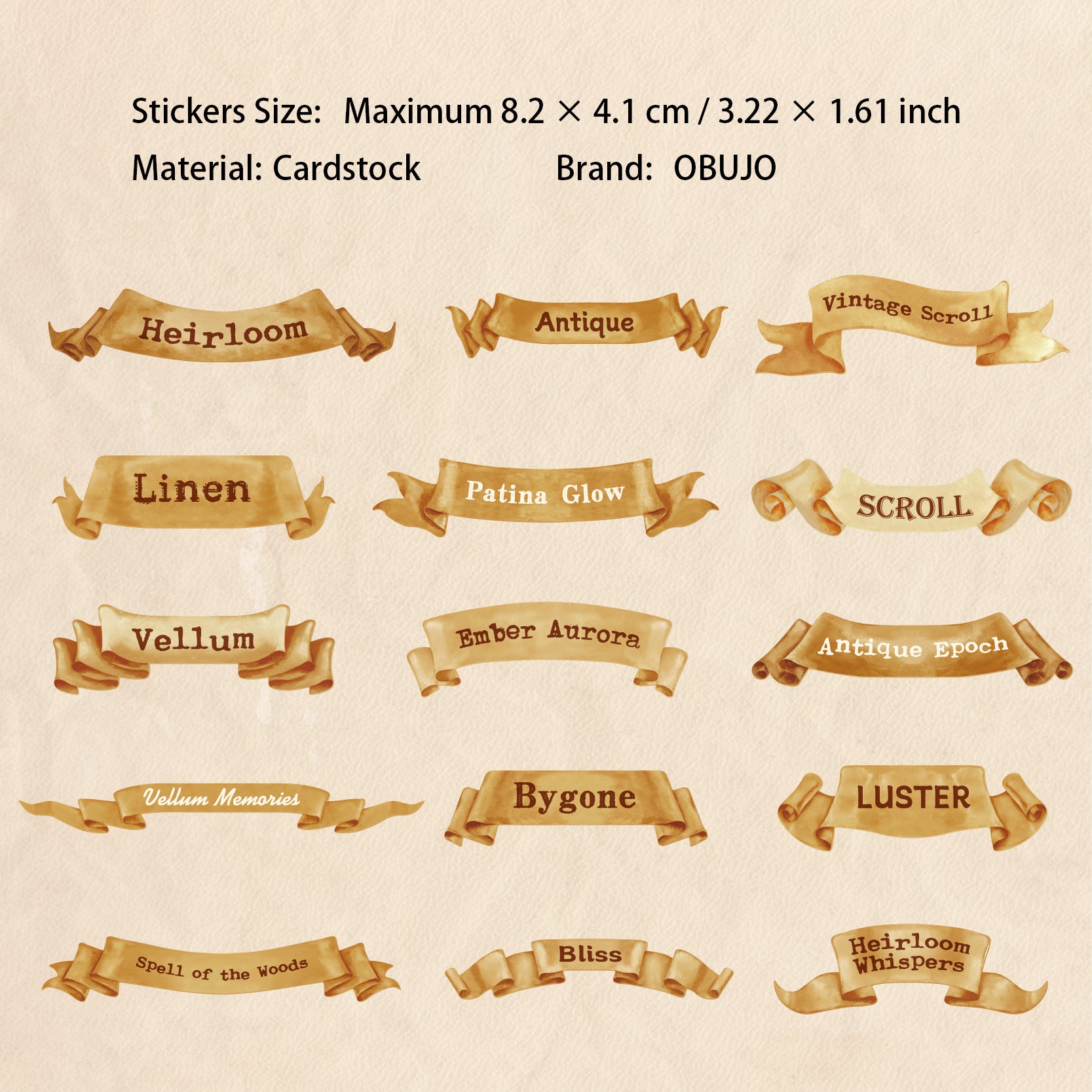 1 Roll Vintage Words Cardstock Stickers XXXL