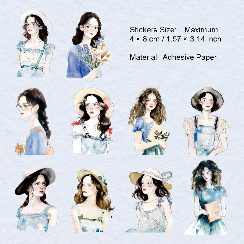 10 Pcs Summer Girl PET Stickers TSAML