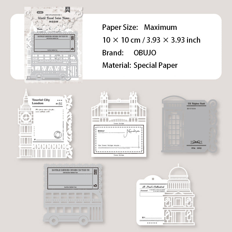10 Pcs Travel Theme Journal Paper ZYSJ