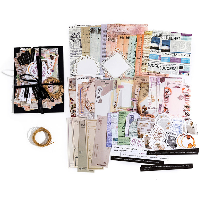 85 Pcs Vintage Newspaper Junk Journal Kit