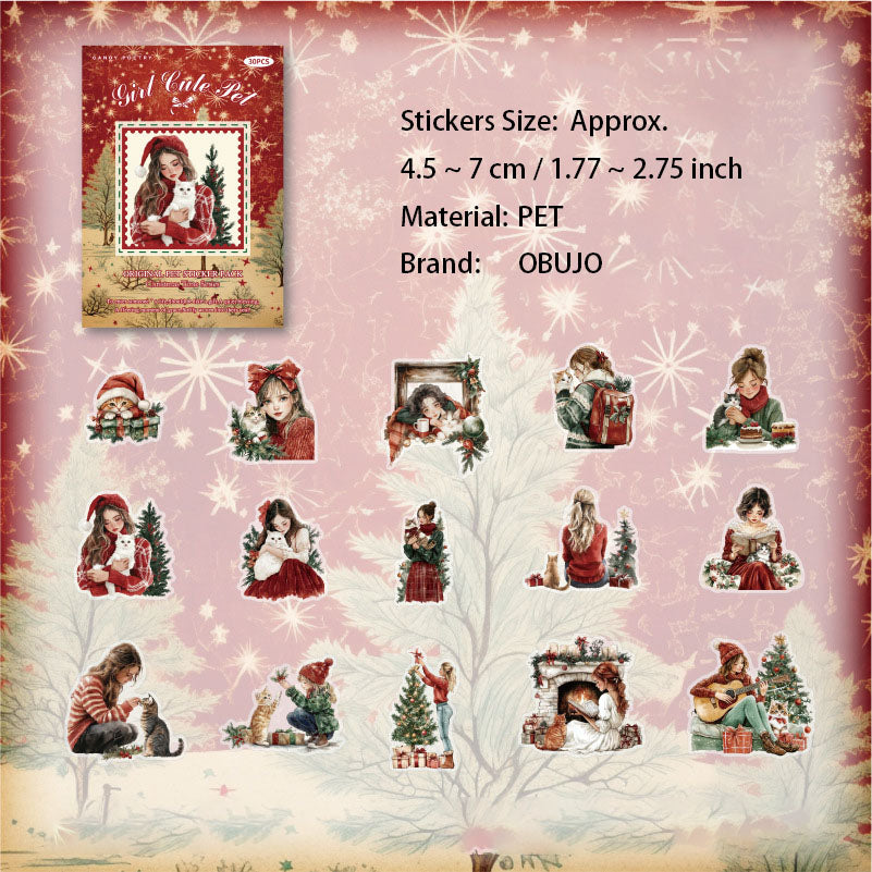 20 Pcs Christmas Girl PET Stickers SDSD