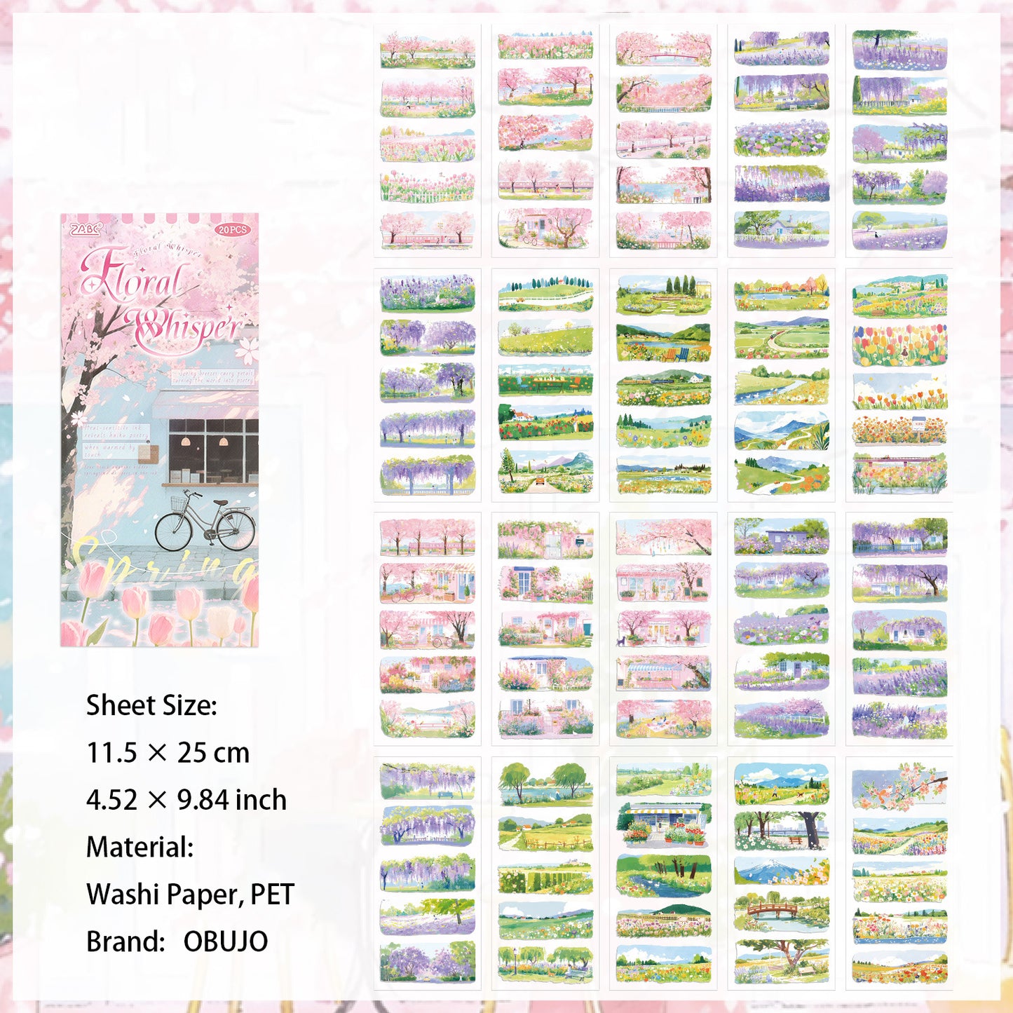20 Sheets Seasonal Landscape Stickers Book SJZS