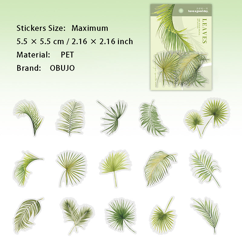 15 Pcs Leaf PET Stickers YZFX