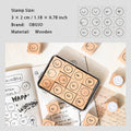 12 Pcs Cute Emoji Wooden Stamps Kit KEBQ