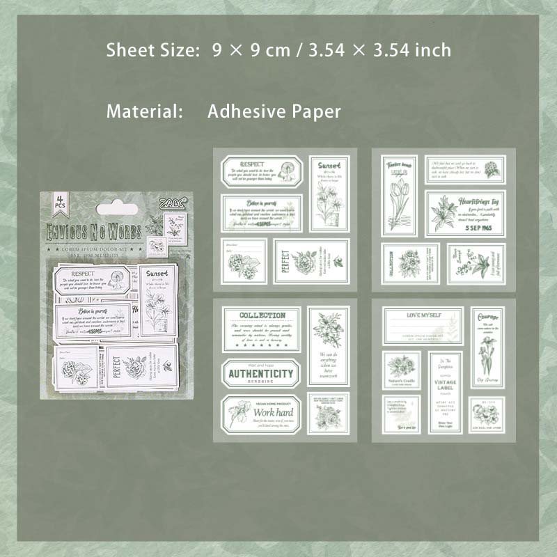 4 Sheets Vintage Scrapbook Stickers CXDY