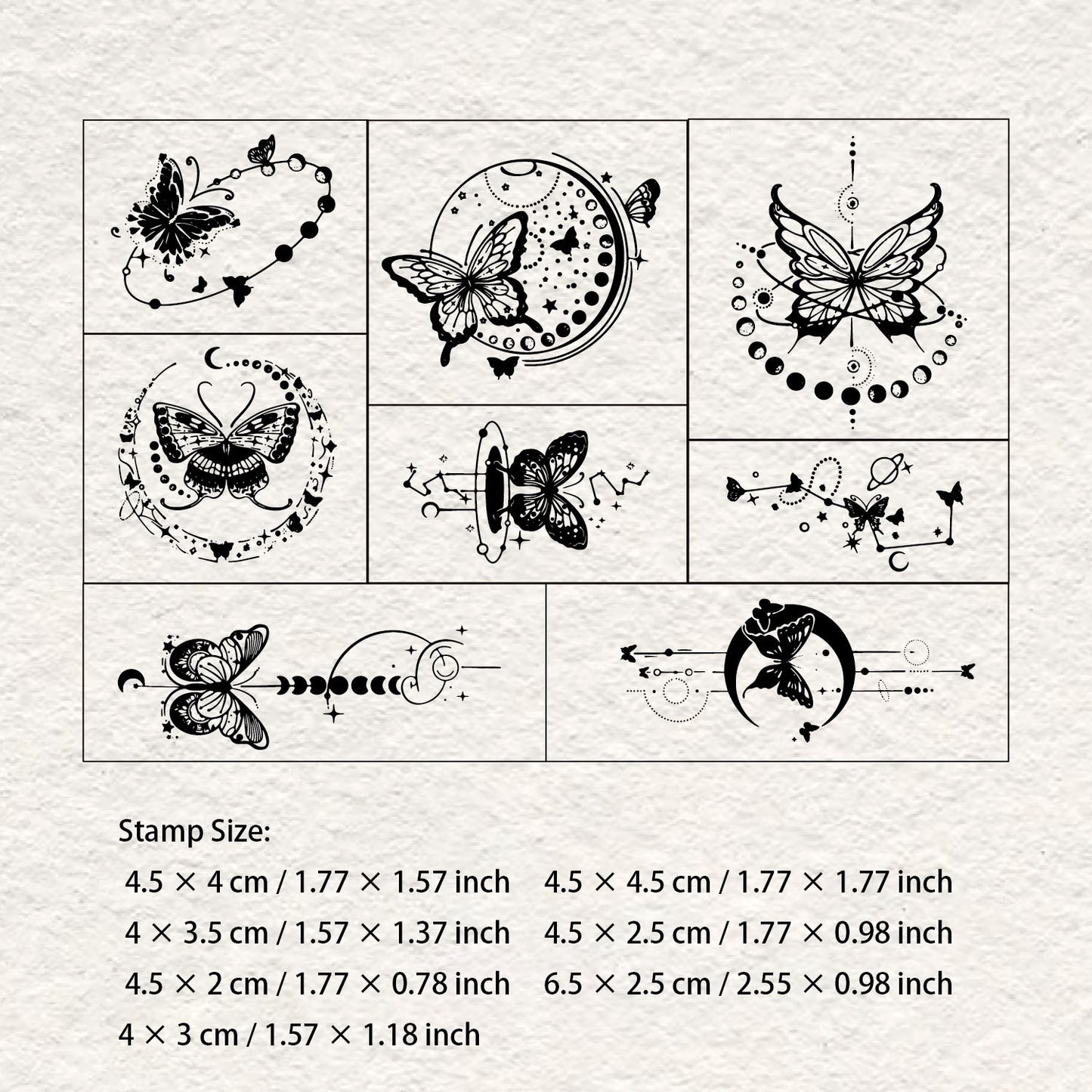8 Pcs Fantasy Butterfly Wooden Stamp Kit DYCM