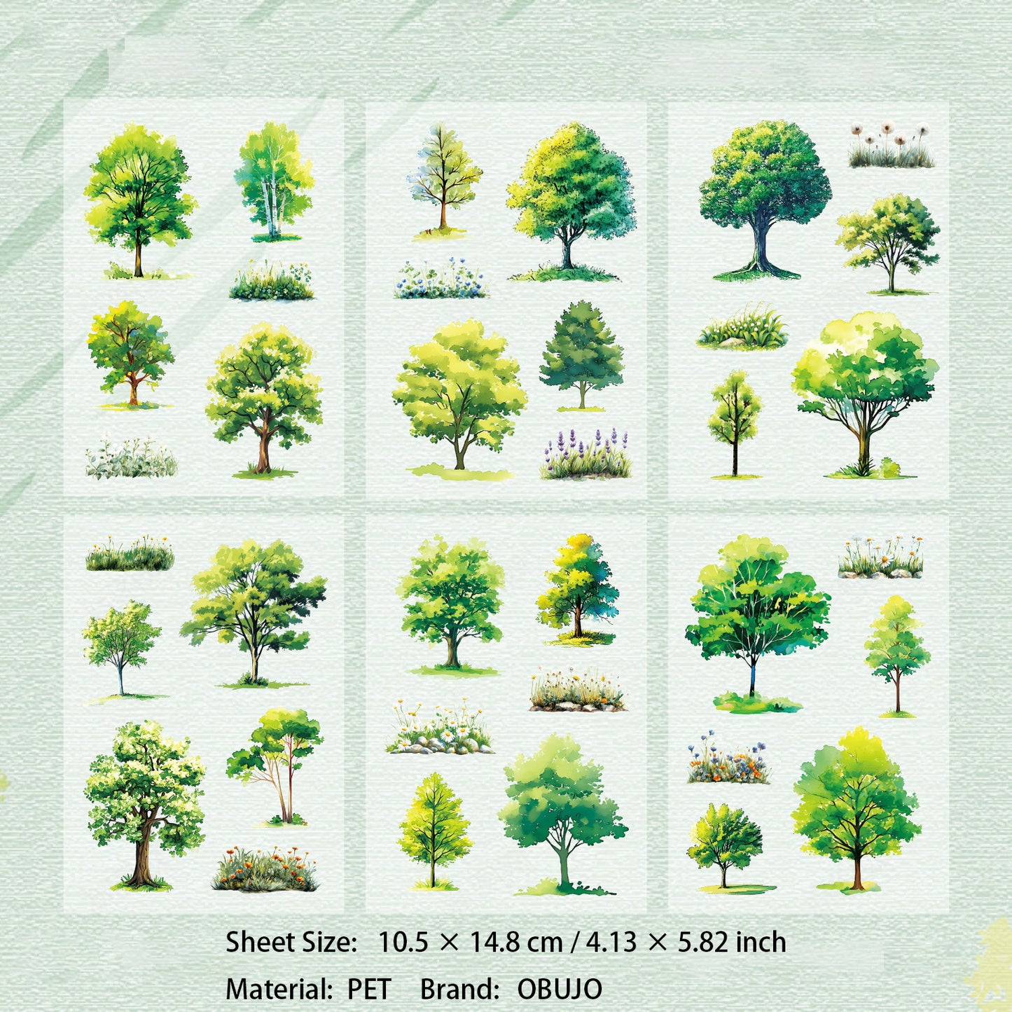 4 Sheets Seasonal Tree Stickers SJSJ