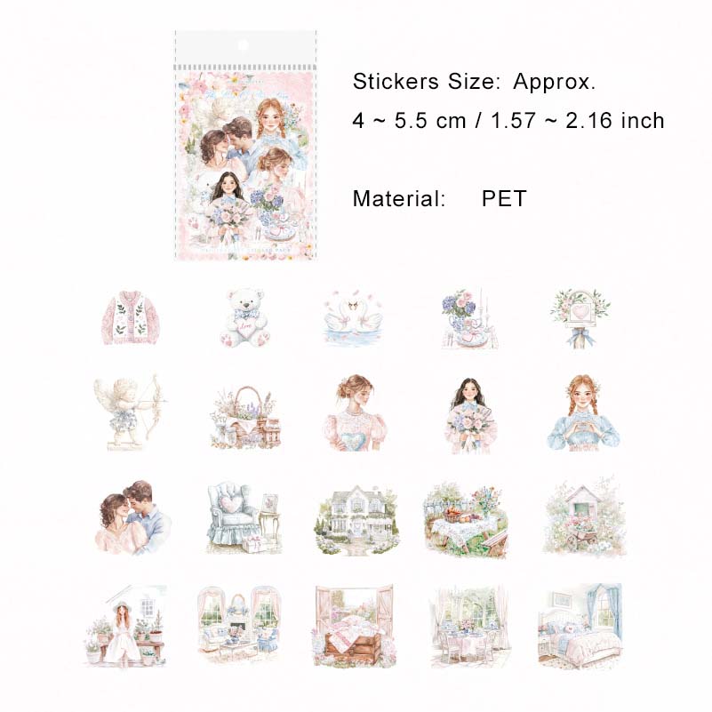 40 Pcs Couple Wedding Theme PET Stickers TMXQ
