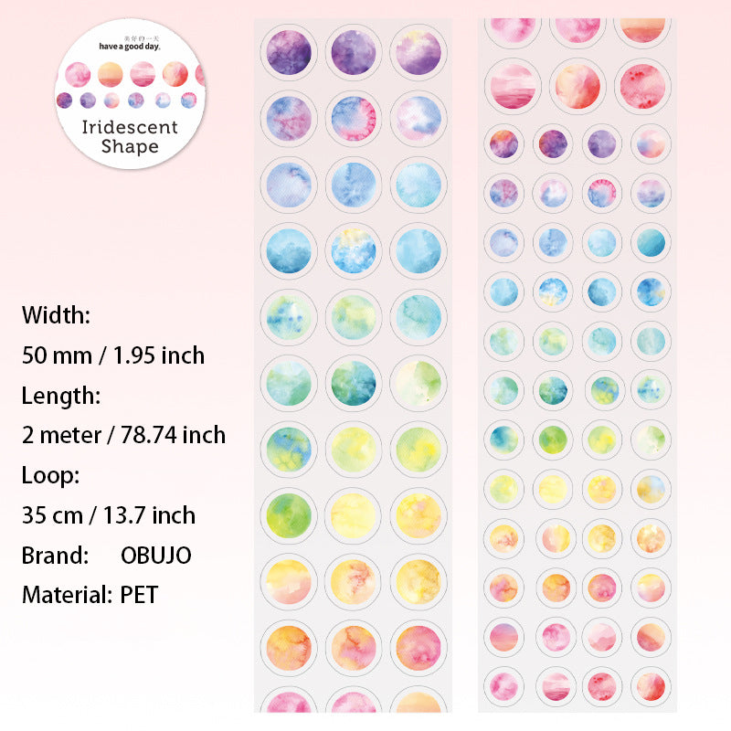 1 Roll Watercolor Dot Heart Star Planner Stickers Tape HCXZ