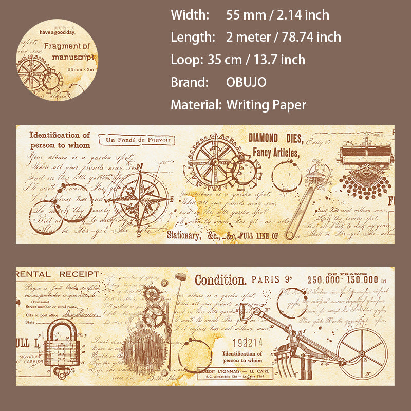 1 Roll Vintage Manuscript Washi Tape SGCP