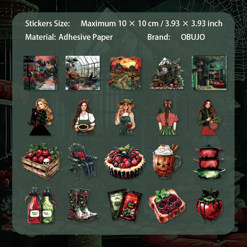 20 Pcs Hallowoon Theme PET Stickers JXWSY