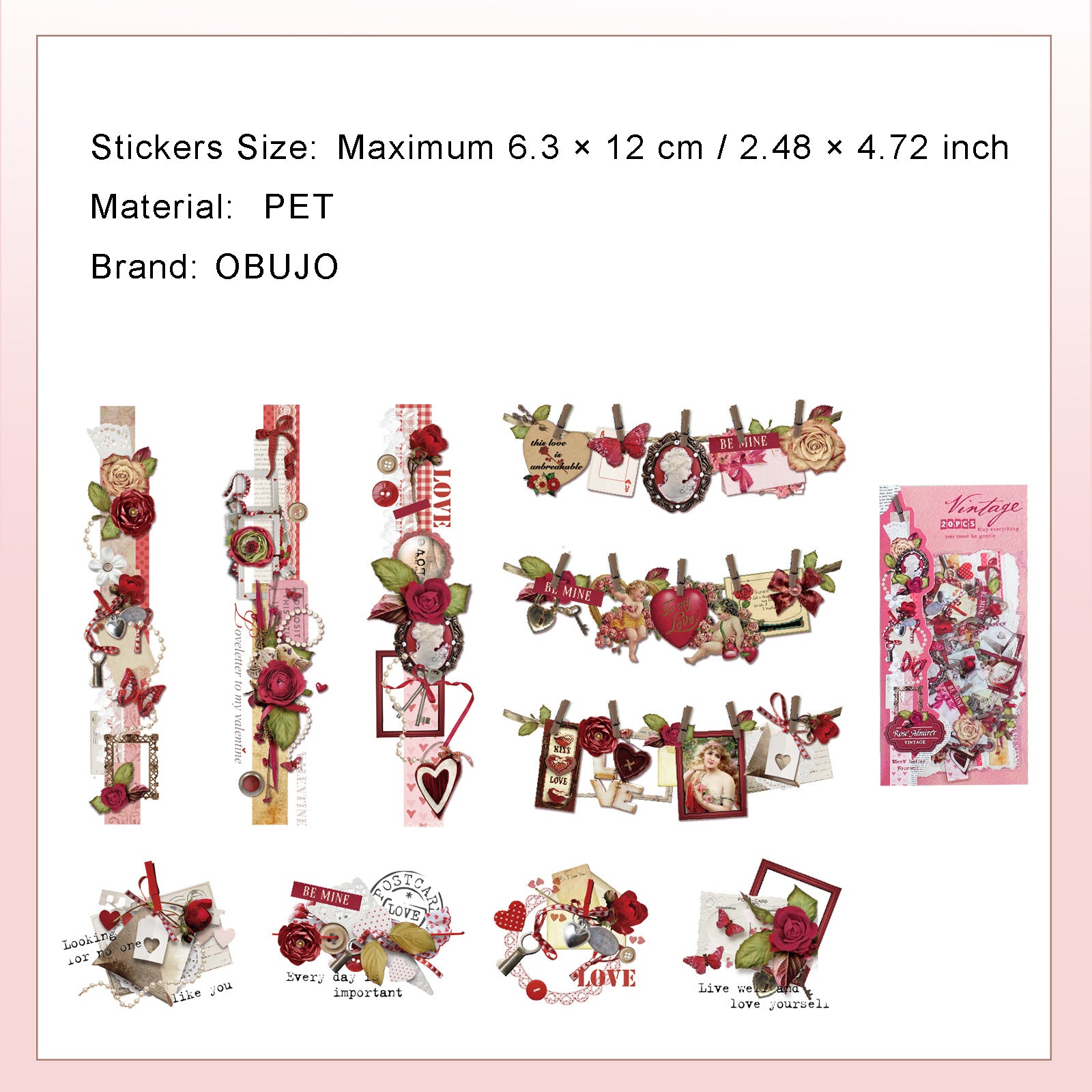 20 Pcs Vintage Collage Stickers MWHY