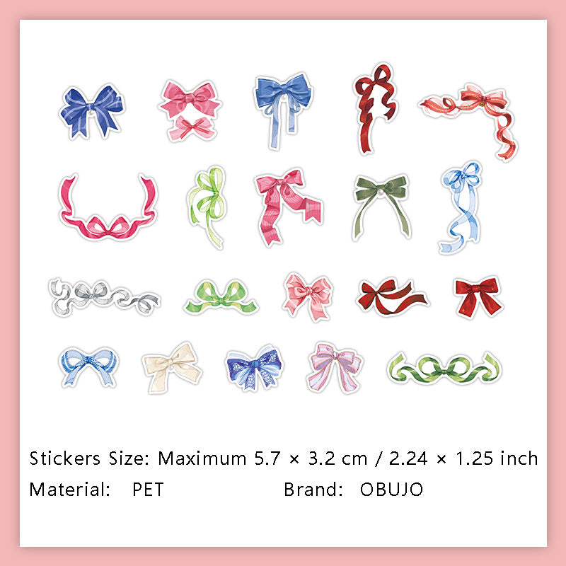 40 Pcs Clip Bow Knot Lace PET Stickers SJYD