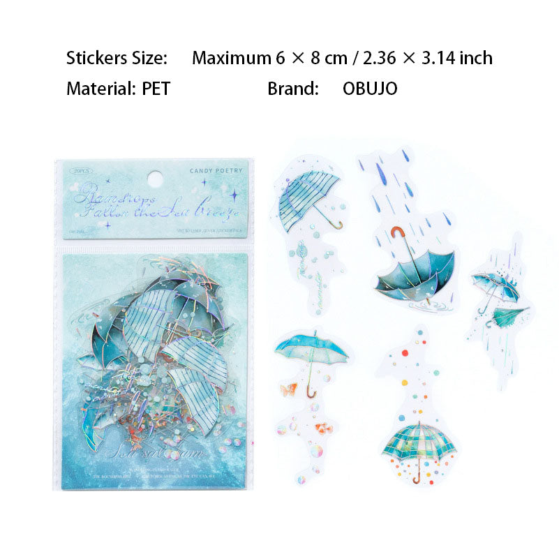 20 Pcs Umbrella Themed Stickers YJLX