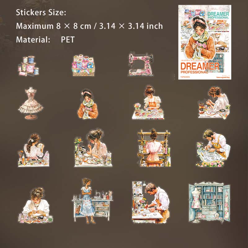 15 Pcs Dream Career PET Stickers ZYMXJ